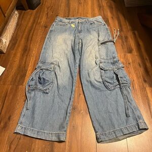 Wild Fable Blue Denim Cargo Pants